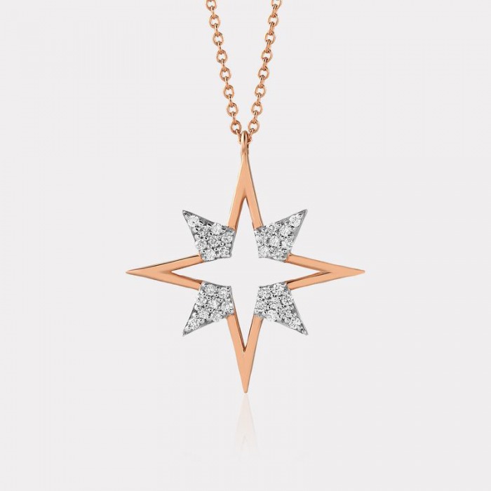 Pırlanta Taşlı Elmas Kalp Kolye